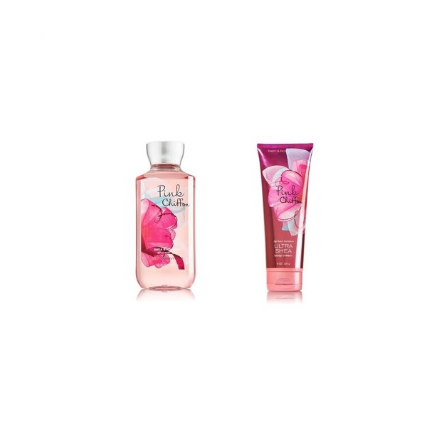 Bundle Pack Bath Body Works PINK CHIFFON Body Cream & Shower Gel Combo Pack