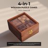 Ajuny 4-in-1 Wooden Puzzle Box - 3D Puzzles & Brain Teaser Games for Adults, Wooden Puzzles, Logic IQ Brain Games, Rustic Decor, Unique Gift for Christmas & Birthday