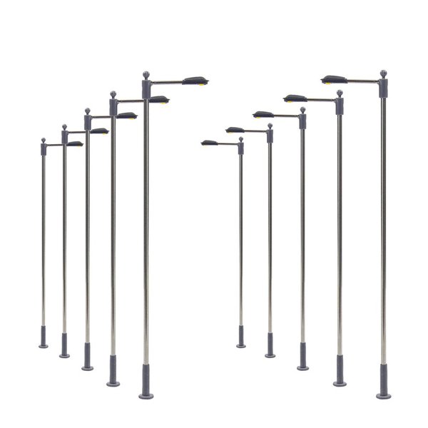 LQS10 10pcs Model Railway Train Lamp Post Street Lights HO OO Scale LEDs New