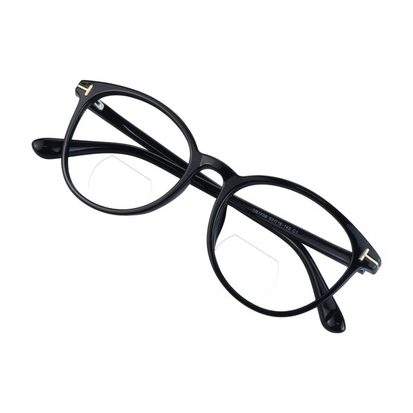 VisionGlobal Bifocal Reading Glasses for Men and Women - Stylish Retro Oval Computer Readers (Up+0.00/Down+1.75)