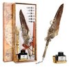 Quill Pen Calligraphy Pen Set - Antique Mechanical Steampunk Style -Mechanical Design Feather Pen with Wooden Dip Pen for Fun Writing Experience. Quill Pen Ink Set is a Basic Calligraphy Kit.(Grey)