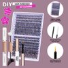 DIY Lash Extension Kit 320 Pcs Lash Clusters Kit Individual Lashes Natural 10-16mm C/D Curl with Bond Seal Tweezers Lash Glue Remover False Eyelashes for Beginner Eyelash Extensions at Home (30D+40D)