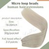 LAAVOO Microbead Weft Remy Extensions Human Hair Blonde Beaded in Human Hair Extensions Thick End Micro Beads Hair Weft Extensions Ice Blonde Micro Weft Human Hair Long for Women 50g 22"