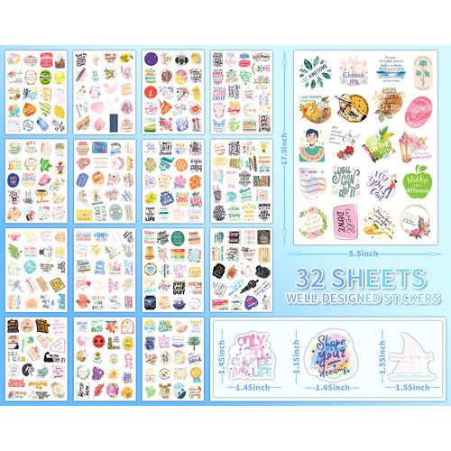 640Pcs Inspirational Quote Stickers for Teens, Motivational Planner Stickers for Adults Women, Scrapbook Stickers for Kids, Positive Affirmation Stickers for Book Phone Laptop Journal