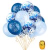 SHUNTAI Second Birthday Balloons Blue 2nd Happy Birthday Party Decorations Blue Latex Confetti Balloon for 2 Years Old Themes Birthday Party Supplies 15 Pack 12 inch(blue)