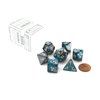 Chessex Polyhedral 7-Die Gemini Dice Set - Steel-Teal with White CHX-26456
