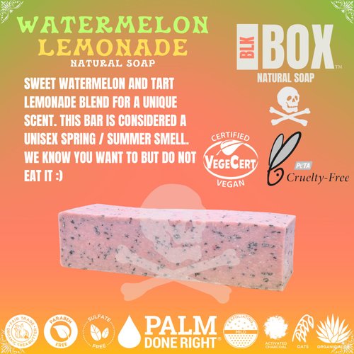 USA MADE Men's Natural Bar Soap 4.5-5oz Moisturizing Body Wash Bath & Shower from Natural Oils - Handmade Cold Process No Harsh Chemicals (WATERMELON LEMONADE)