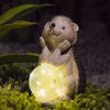 DiliComing Solar Garden Sculpture-Statue Hedgehog-Gifts - Outdoor Lawn Décor Hedgehog Sculpture with Solar Balls for Garden Yard Lawn Balcony and Home, for Mom
