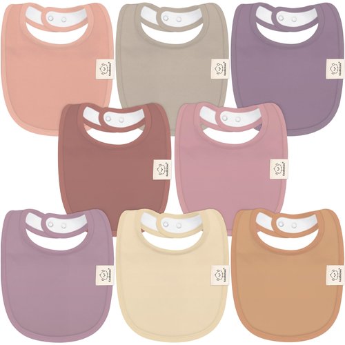 8-Pack Organic Baby Bibs for Girls & Boys - Teething Baby Bib, Baby Boy Bibs, Baby Girl Bibs, Newborn Bibs, Baby Drool Bibs for Infant, Toddler, Bibs for Baby Boy, Bibs for Baby Girl (Mauve)