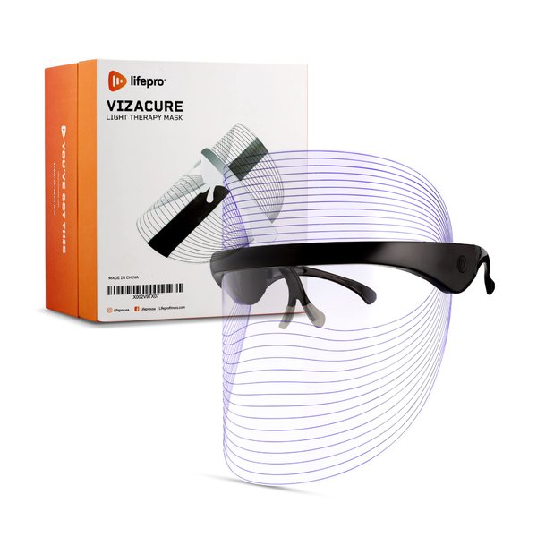 LifePro VizaCure LED Face Mask Light Therapy - Black Led Facial Mask for LED Light Face Therapy - An LED Light Mask for Face & Neck - Truly Portable Therapy Mask