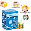 ATM Piggy Bank for Boys Girls, Vcertcpl Mini ATM Coin Bank Money Saving Box with Password, Kids Safe Money Jar for Adults with Auto Grab Bill Slot, Great Gift Toy Bank for Kids(Camouflage Blue)
