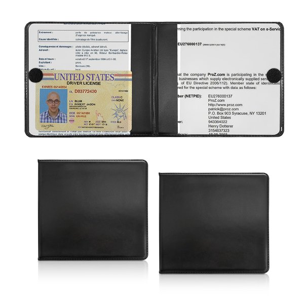 Dickno 2 PCS Car Registration and Insurance Holder, 10.6''×4.8'' Essential Auto Card Glove Box Organizer with Closure, Vehicle Interior Accessories Perfect for Documents, Cards (Black)