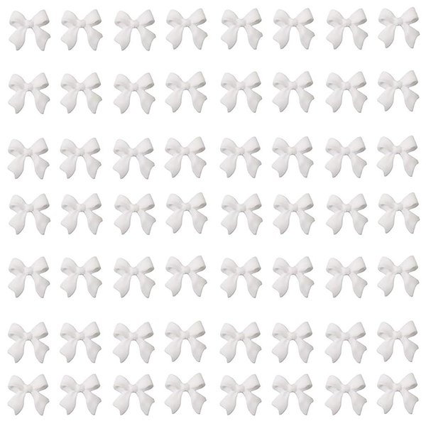 100 Pcs White Bow Nail Charm for Women Girl, 3D Bow Nail Decoration Resin Bow Nail Rhinestones Bowknot for DIY Nail Art Accessories