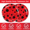 40Pcs Ladybug Birthday Party Supplies For 20 Guests - Disposable Tableware Red and Black Polka Dot Ladybug Plates Napkins, For Kids Ladybug Birthday Party Decorations
