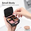 KOVIUU Daily Pill Box 4 Times a Day, Small Pill Case, Travel Pill Organizer, 4 Compartments Compact Portable Pill Container Holder for Vitamin, Medicine, Supplement, Fish Oil, Pink
