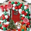 ZFUNBO Christmas Balloons Garland Arch Kit, 85 Pcs Red Green White Balloons with Candy Elk Santa Claus Gift Box Mylar Balloons for Candy Theme Baby Shower Birthday Christmas party Decoration