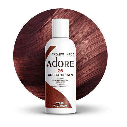 Adore Semi Permanent Hair Color - Vegan and Cruelty-Free Hair Dye - 4 Fl Oz - 076 Copper Brown (Pack of 1)