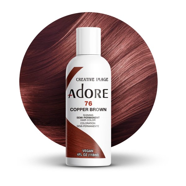 Adore Semi Permanent Hair Color - Vegan and Cruelty-Free Hair Dye - 4 Fl Oz - 076 Copper Brown (Pack of 1)
