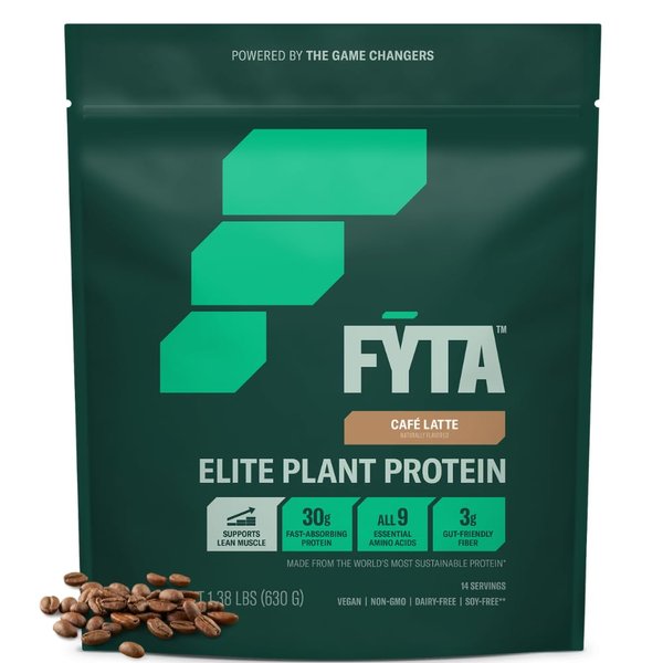 FYTA Vegan Protein Powder - Plant Based Protein Powder with Better Taste & Texture Than Whey Protein - 30g Non-GMO & Dairy Free Protein Powder Vegan - Protein Powder for Women & Men - Cafe Latte 630g