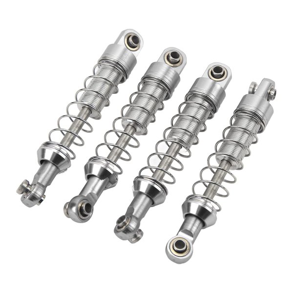 RC Shock Absorber, 2 Pairs Aluminum Alloy Shock Absorber 60mm RC Car Modification Parts for WPL C14 C24 MN D90 99S Models(Silver)