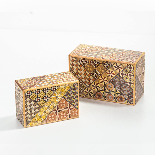 Warashibe Wooden Secret Puzzle Box, 4 Sun 7 Steps, Japan Made, with Original Gift Box