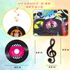 60 Pieces 50s Party Rock and Roll Music Party Decorations Hanging Swirls Music Record Cutouts Hanging Banner Double Sides Ceiling Decor with Streamer Garden Decor for Music Birthday Party Supplies
