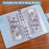 Antner A6 Size Binder Pockets 6-Holes Cash Budget Envelopes for Budgeting Clear PVC Zipperless Binder Pouch Loose Leaf Bags Insert Pages Waterproof Document Folder Filing Bags, 12PCS