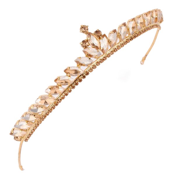 Women's Tiara-Crown for Henna Wedding Party | Glitter Hair Accessories for Bridal Birthday Pageant Prom Halloween Costume Christmas Party, Princess Crowns | Slim Design - Honey