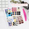 SILPECWEE 40 Sheets Toe Nail Stickers Full Nail Wraps for Women Solid Color Flower Toenail Polish Strips Nail Polish Stickers Self Adhesive Manicure Stickers for Toes with 1pc Nail File