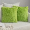 MIULEE Pack of 2 Luxury Faux Fur Throw Pillow Cover Deluxe Winter Decorative Plush Pillow Case Cushion Cover Shell for Sofa Bedroom Car Spring 18x18 Inch Green