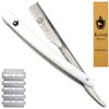 Krisp Beauty Professional Classic Straight Edge Barber Razor For Close Shaving - Salon Quality Men's Beard Cut Throat Shavette With 10 Shaving Blades