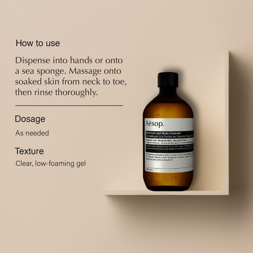 Aesop Geranium Leaf Body Cleanser | Invigorating Gentle Cleansing Gel | Green, Citrus, Fresh | 16.9 fl oz