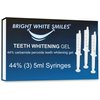 Bright White Smiles 44% Carbamide Peroxide Tooth Whitener Formula Teeth Whitening Gel Syringe Refill Pack,(3) 5ml Syringes,White