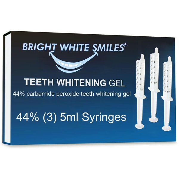 Bright White Smiles 44% Carbamide Peroxide Tooth Whitener Formula Teeth Whitening Gel Syringe Refill Pack,(3) 5ml Syringes,White