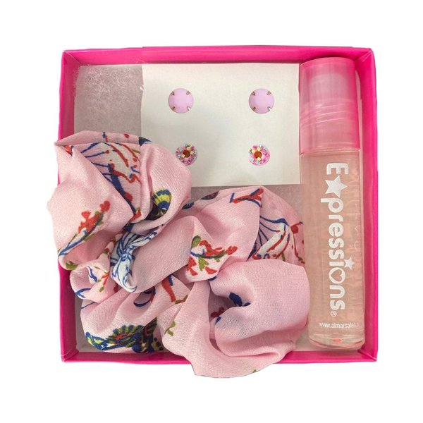 Jazzie Hot Pink Valentine's Day Surprise Mystery Boxes For Girls - Hair Scrunchie - Lip Gloss - Earrings - Mystery Makeup Box - Valentines Gifts For Her