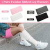 Ramede 4 Pairs Kawaii Leg Warmers Loose Knitted Leg Warmers Wool Ball Cute Leg Warmers for Girls Women Lolita Costume School (Stripes)