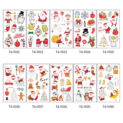 Luminous Christmas Temporary Tattoos Xmas Santa Claus Glow in The Dark Tattoos Stickers Cute Xmas Tree Snowflake Snowman Fake Tattoo Decal Christmas Glow Party Decorations Supplies 10Sheets
