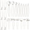 30 Pieces Wedding Pearl Hair Pins for Brides Bridal, Elegant Pearl Rhinestones Hair Pins Updos Hair Piece Hair Accessories for Brides Bridesmaid Women (Silver)