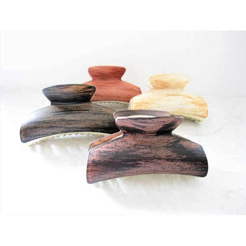 Generic Wood finish hair claw clips barrette (Primary color: Creme), 1 Count (Pack of 1)