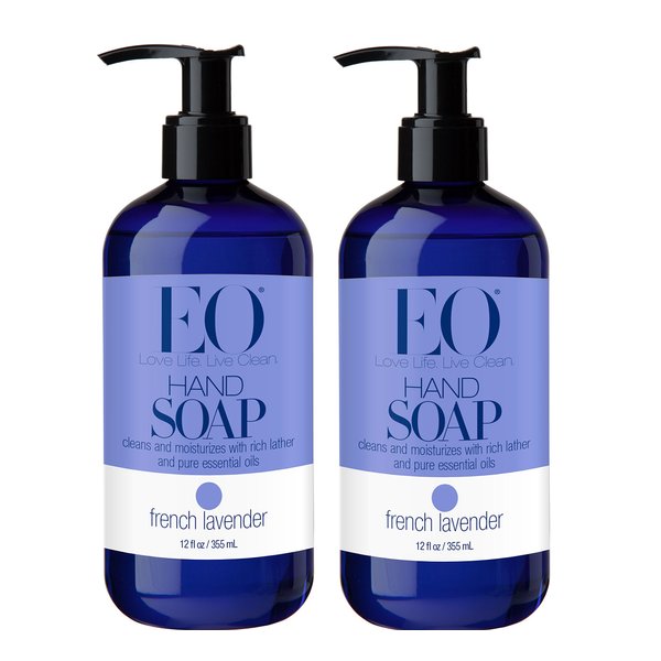 EO French Lavender Liquid Hand Soap With Nutrient-Rich Botanical Extracts, Vitamin E, Coconut and Lavender, 12 fl. oz. (Pack of 2)