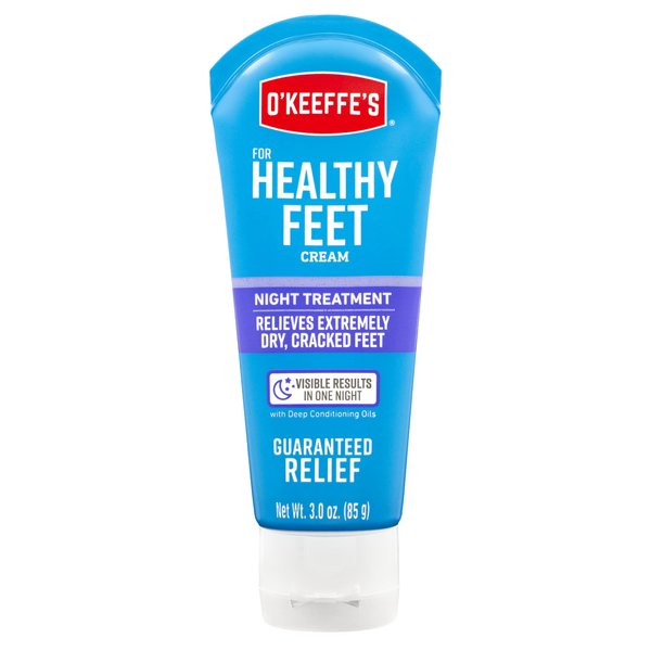 O'Keeffe's for Healthy Feet Night Treatment Foot Cream, Guaranteed Relief for Extremely Dry, Cracked Feet, Visible Results in 1 Night, 3.0 Ounce Tube, (Pack of 1)