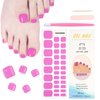 WOKOTO Semi Cured Gel Nail Strips For Toenails, 16 Size 32 Tips Pink Nail Polish Strips With Nail File & Wooden Stick, Works With Any Lamps, Salon-Quality, Long Lasting, Easy To Apply & Remove
