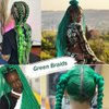 WUDAS Green Braiding Hair 14 Inch Short Pre Stretched Hair Straight Yaki Texture Synthetic Hair Extensions Softness, 2 Packs
