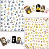 Cartoon Nail Art Stickers, Cute Animal 3D Self-Adhesive Decals Design, Unicorn Bear Dog Cat Flowers Chicken Rabbit Heart Baby Nail Decoration for Women Girls Manicure Charms Acrylic Supplies(8 Sheets)