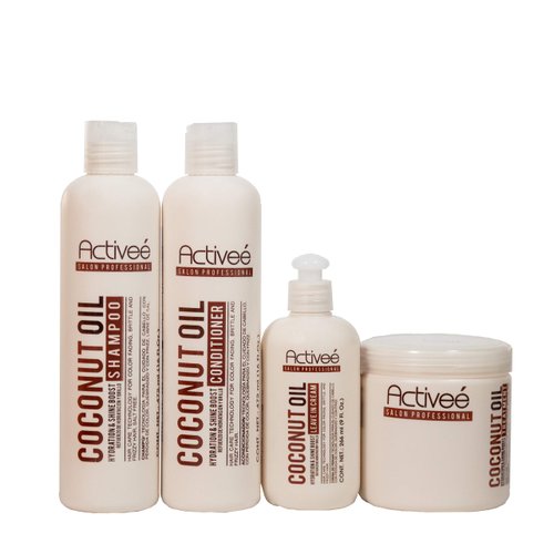 Kit Activeé Coconut Oil | Extra Hydration and Silk Effect Shampoo, Conditioner, Leave In Cream and Treatment