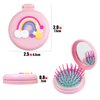 CAIRIAC Pink Folding Hair Brushes, Rainbow Brushes Mirror Set, Stylish Handheld Mirror Hair Tools, Travel Hair Brush with Mirror for Girls Women