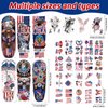 JUNEBRUSHS 30 Sheets 4th of July Temporary Tattoos, American Independence Day Men Women Temporary Tattoo Sleeve Patriotic Tattoos for Memorial Day, Independence Day, Labor Day