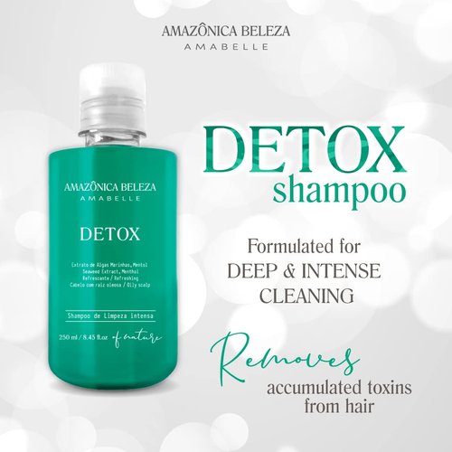 AMAZONICA BELEZA Detox Deep Cleansing Shampoo for Hair (250ml/8.45 Oz) | Hair Detoxification | Intense Cleaning in Every Pore of the Scalp | Shampoo de Limpieza Profunda