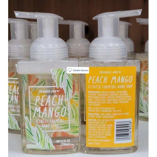 Trader Joe's Peach Mango Scented Foaming Hand Soap 8fl oz 236ml (Two Bottles)