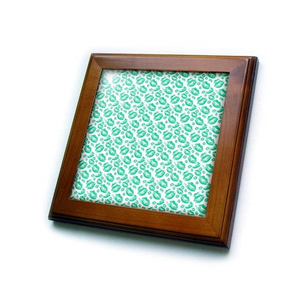 3dRose Two Kisses Collided Lip Affectionate Aqua Colored Lips Pattern - Framed Tiles (ft_357230_1)